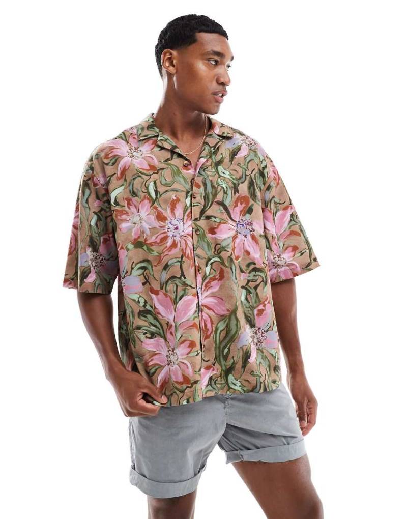 ASOS DESIGN - Oversize-Hemd mit Blumenmuster und Reverskragen-Bunt von ASOS DESIGN