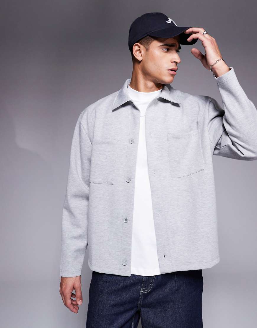 ASOS DESIGN - Oversize-Hemdjacke aus Neopren in Grau meliert ASOS DESIGN - Oversize-Hemdjacke aus Neopren in Grau meliert von ASOS DESIGN