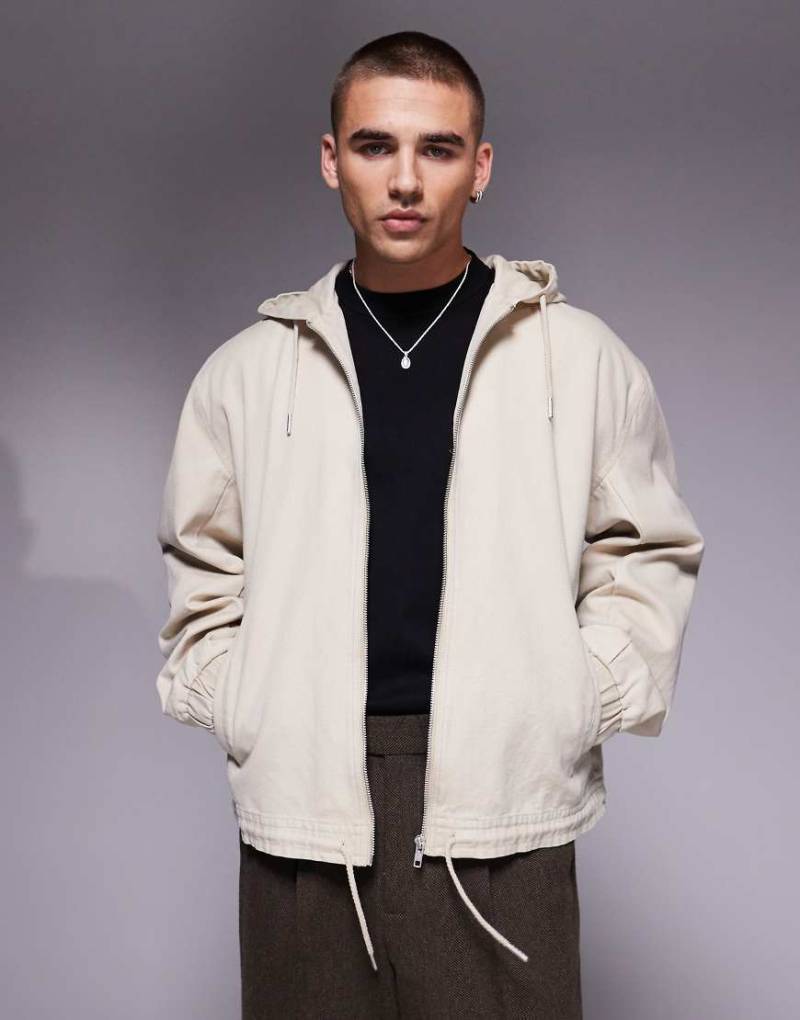 ASOS DESIGN - Oversize-Jacke aus Baumwoll-Canvas in Beige mit Kapuze-Neutral von ASOS DESIGN