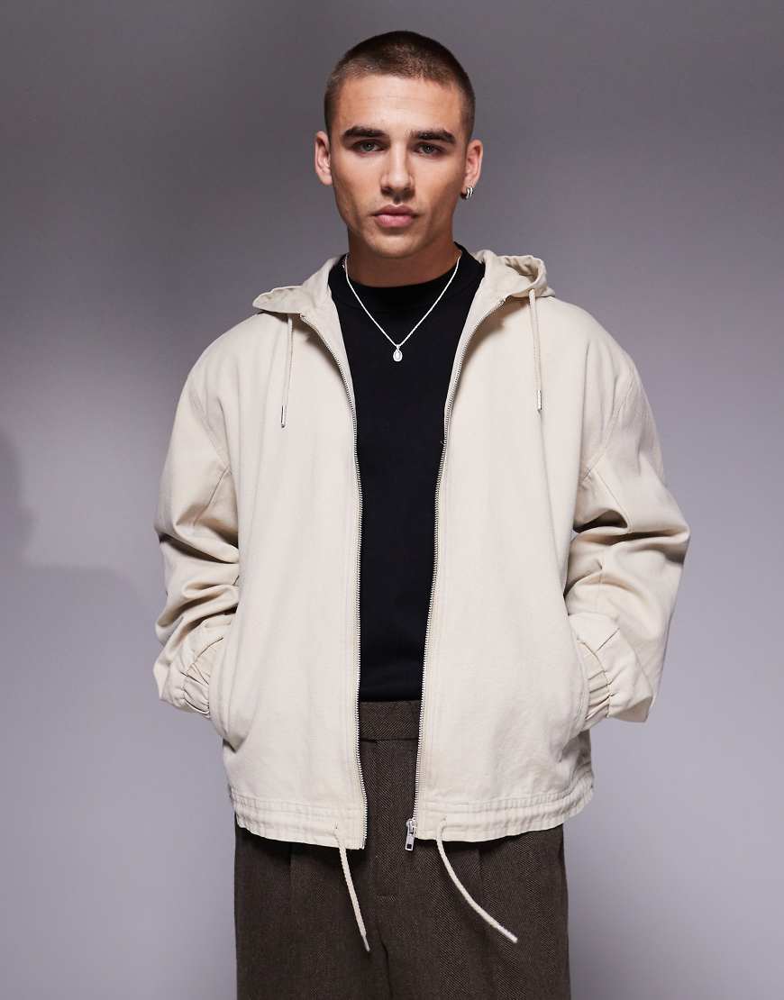 ASOS DESIGN - Oversize-Jacke aus Baumwoll-Canvas in Beige mit Kapuze-Neutral ASOS DESIGN - Oversize-Jacke aus Baumwoll-Canvas in Beige mit Kapuze-Neutral von ASOS DESIGN