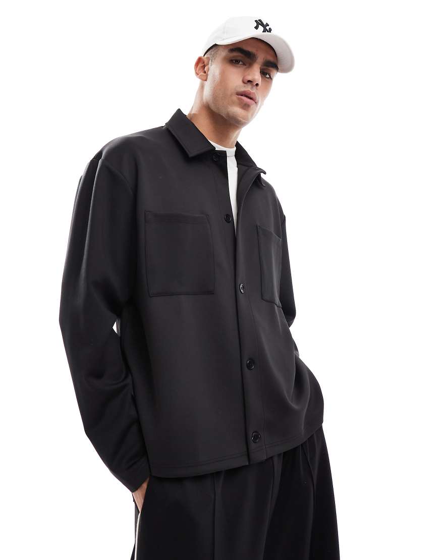 ASOS DESIGN - Oversize-Jacke aus schwerem neoprenartigem Material in Schwarz von ASOS DESIGN