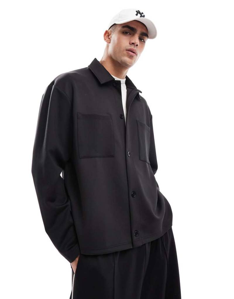 ASOS DESIGN - Oversize-Jacke aus schwerem neoprenartigem Material in Schwarz von ASOS DESIGN