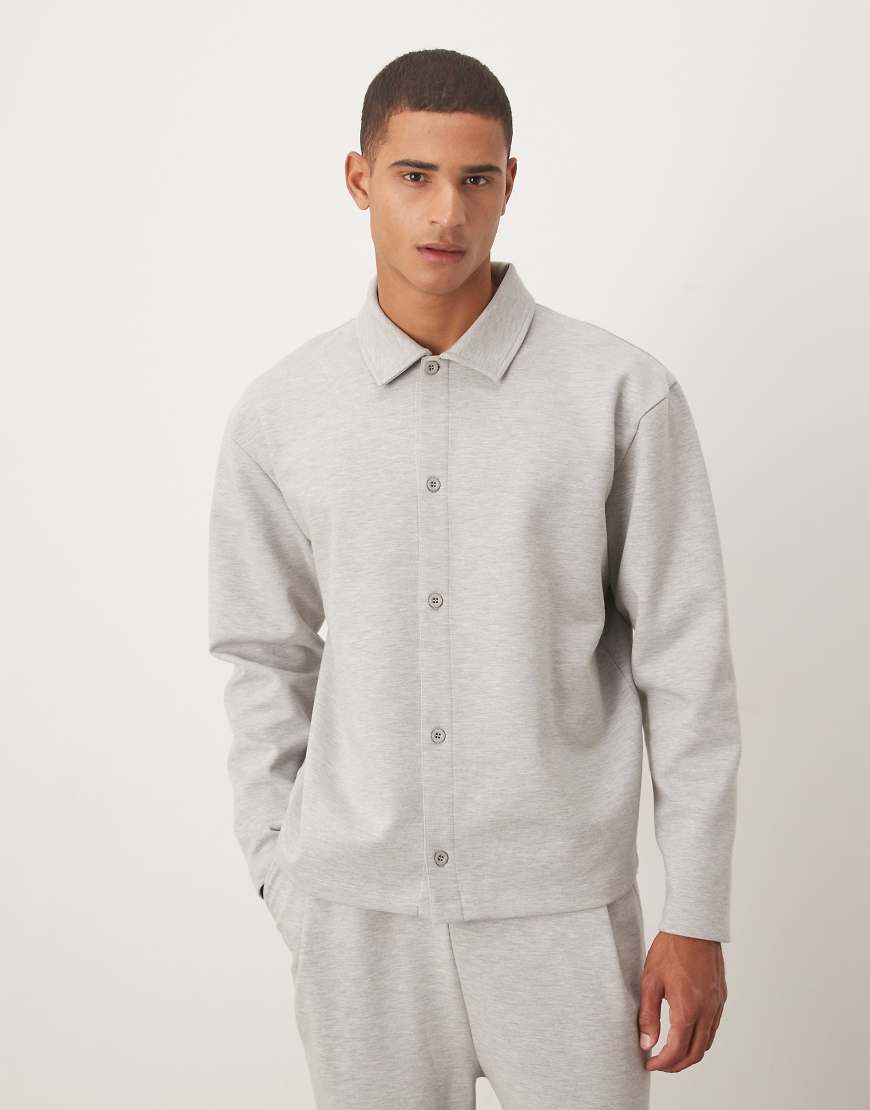 ASOS DESIGN - Oversize-Jacke in Hellgrau mit Knopfleiste von ASOS DESIGN