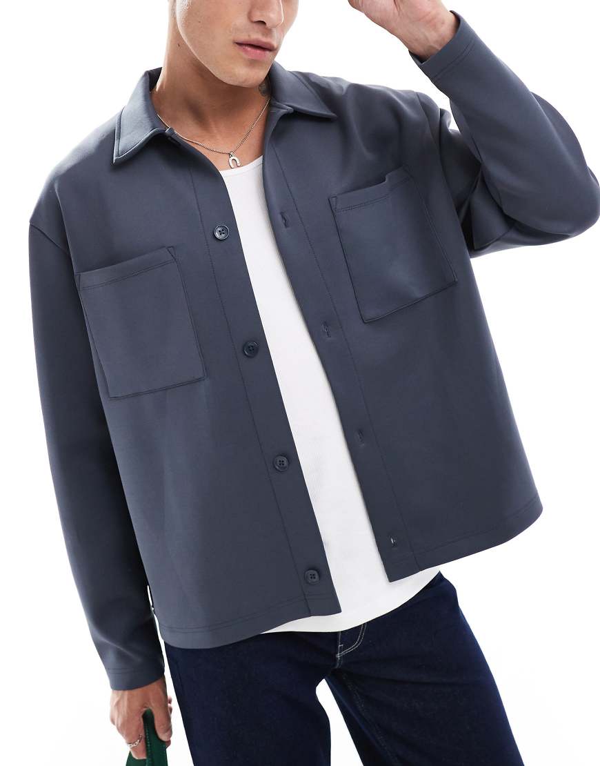ASOS DESIGN - Oversize-Jacke in anthrazitfarbener Neoprenoptik-Grau ASOS DESIGN - Oversize-Jacke in anthrazitfarbener Neoprenoptik-Grau von ASOS DESIGN