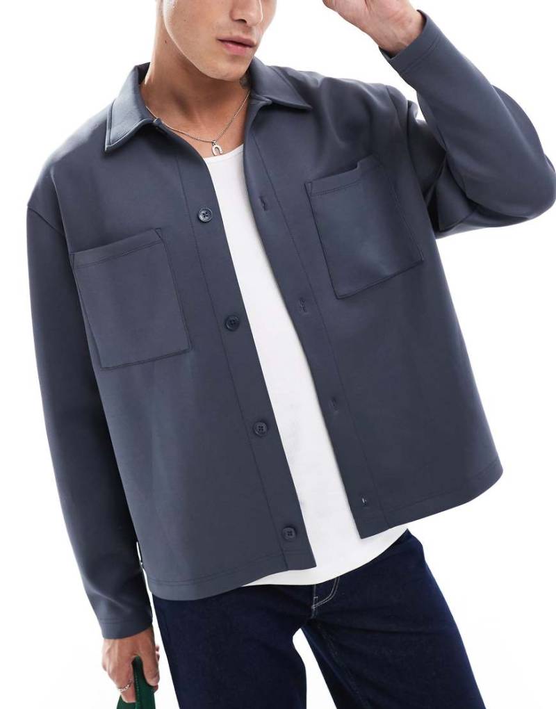 ASOS DESIGN - Oversize-Jacke in anthrazitfarbener Neoprenoptik-Grau von ASOS DESIGN