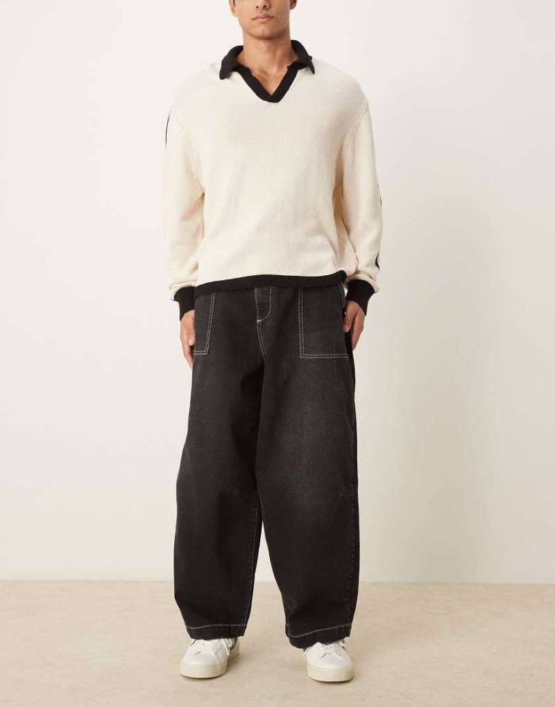 ASOS DESIGN - Weite Ballon-Jeans in verwaschenem Schwarz von ASOS DESIGN