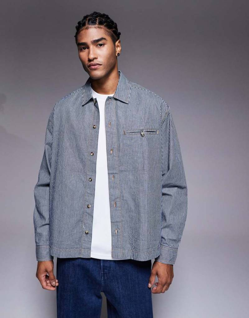 ASOS DESIGN - Oversize-Jeanshemd in Blau mit Streifen von ASOS DESIGN
