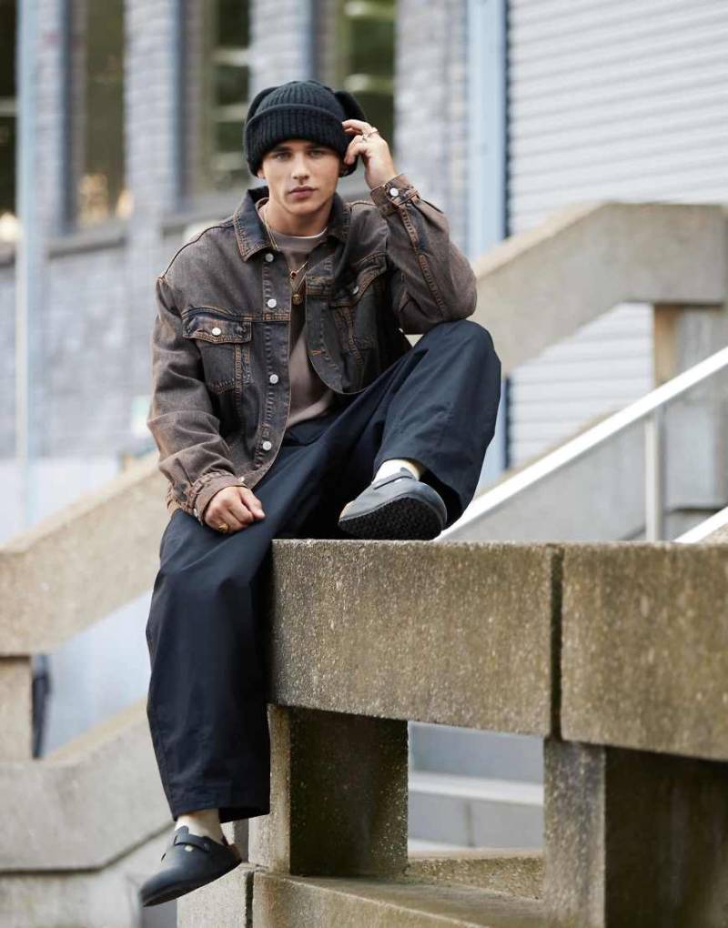 ASOS DESIGN - Oversize-Jeansjacke in Braun, Kombiteil von ASOS DESIGN