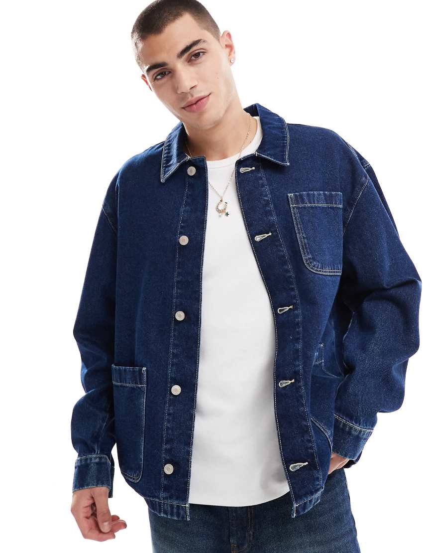 ASOS DESIGN - Oversize-Jeansjacke in Indigoblau von ASOS DESIGN