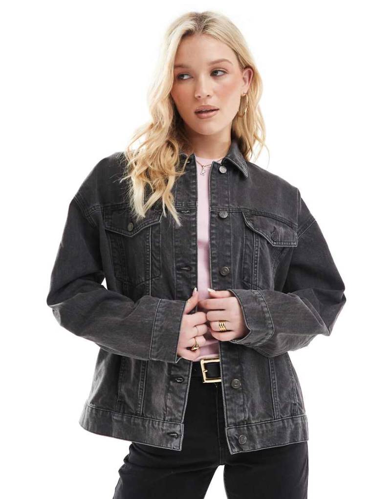 ASOS DESIGN - Oversize-Jeansjacke in schwarzer Waschung im 90er-Stil von ASOS DESIGN