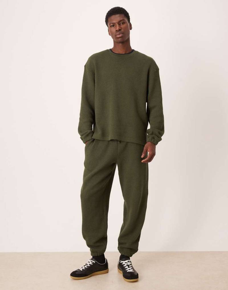 ASOS DESIGN - Oversize-Jogginghose aus schwerem Strukturstoff in Grün, Kombiteil von ASOS DESIGN
