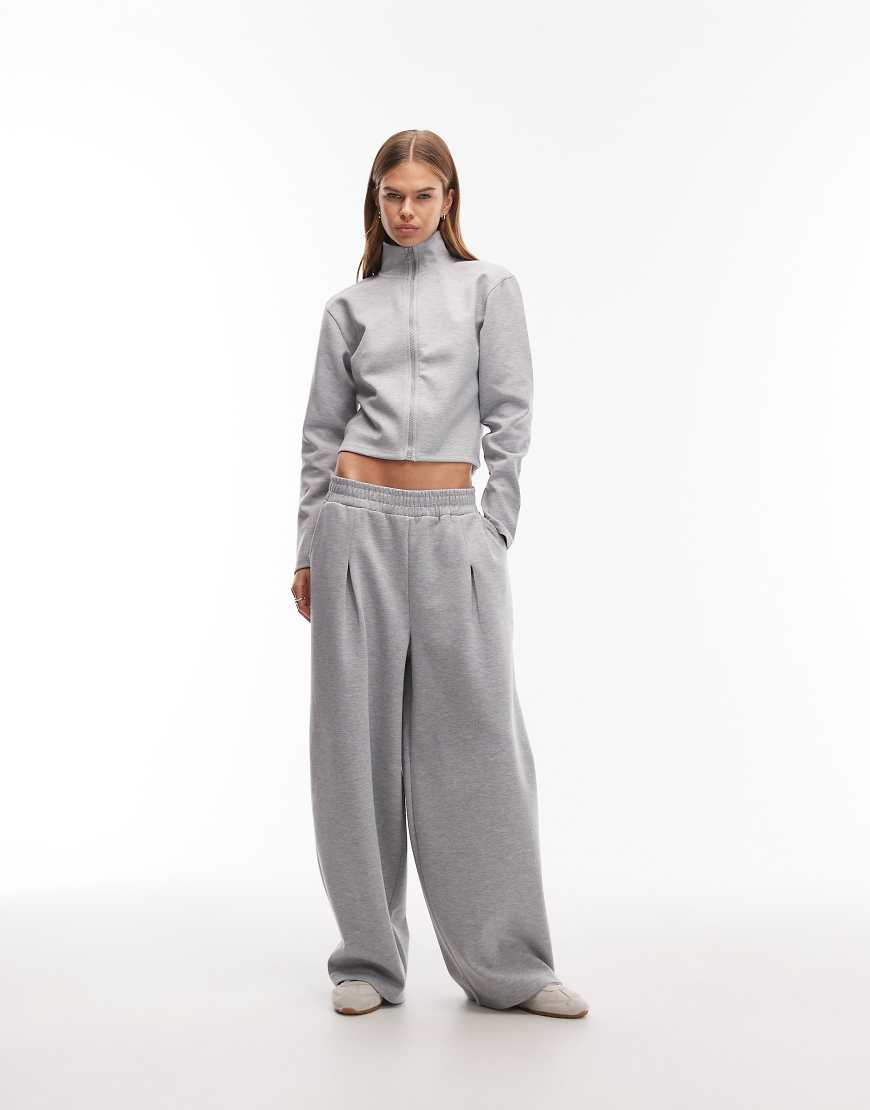 ASOS DESIGN - Oversize-Jogginghose in meliertem Grau mit weitem Bein, Kombiteil von ASOS DESIGN