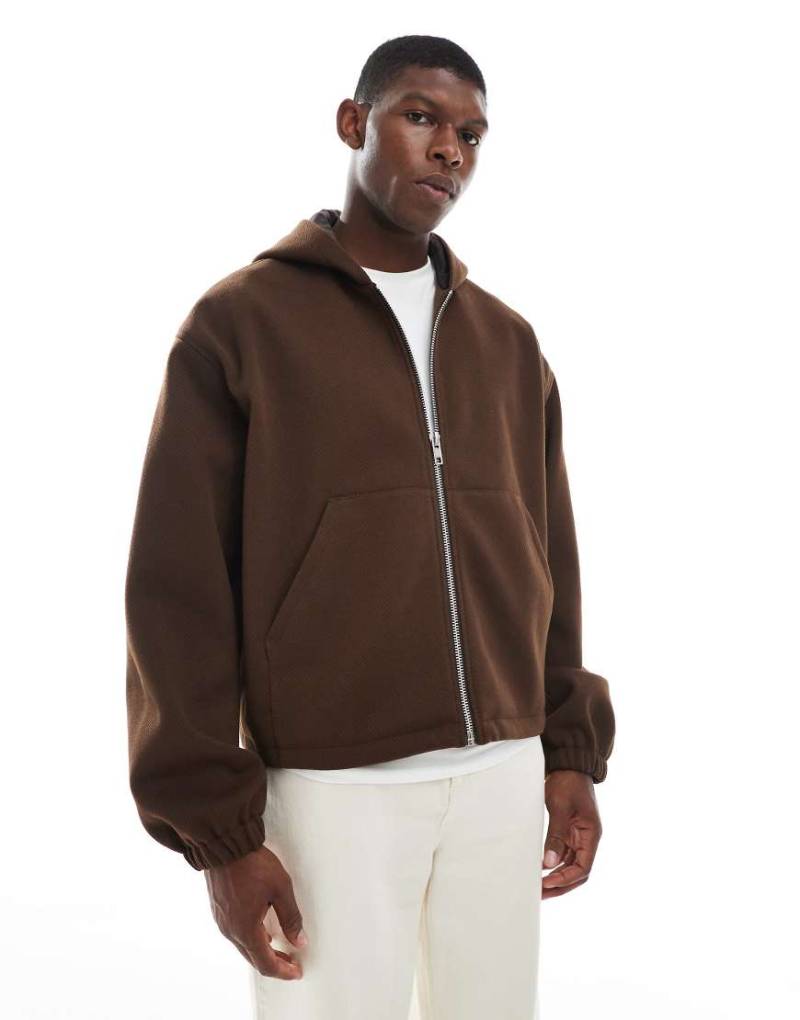 ASOS DESIGN - Oversize-Kapuzenjacke in brauner Wolloptik-Grün von ASOS DESIGN