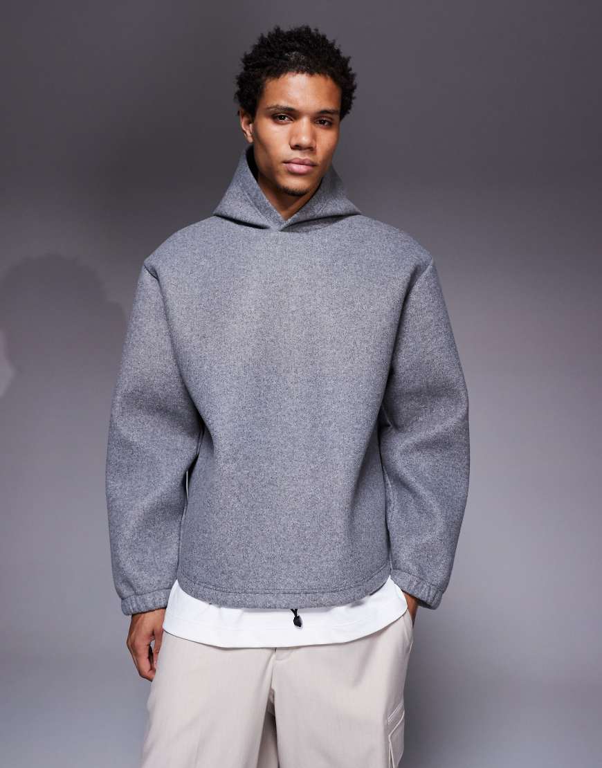 ASOS DESIGN - Oversize-Kapuzenpullover aus Filz in Grau von ASOS DESIGN