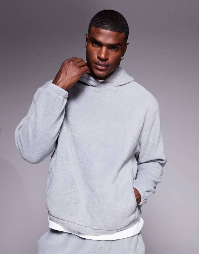 ASOS DESIGN - Oversize-Kapuzenpullover aus Fleece in Grau, Kombiteil von ASOS DESIGN