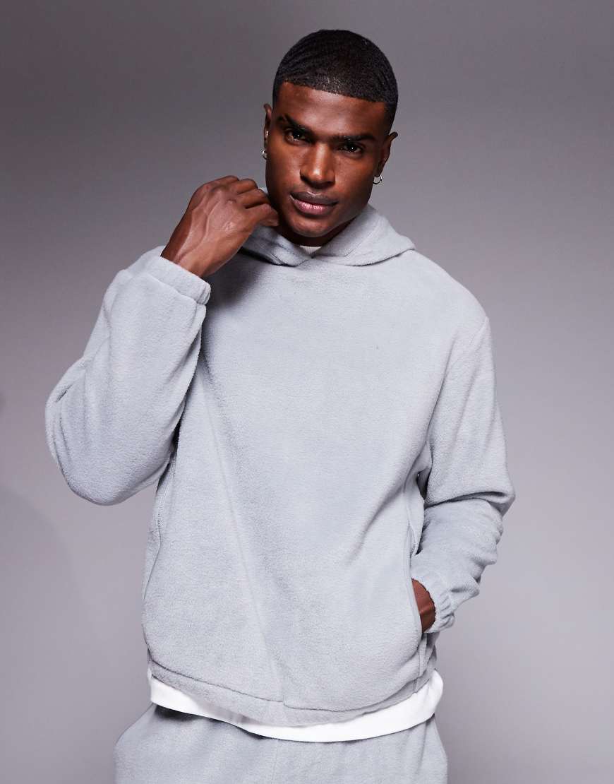 ASOS DESIGN - Oversize-Kapuzenpullover aus Fleece in Grau, Kombiteil von ASOS DESIGN