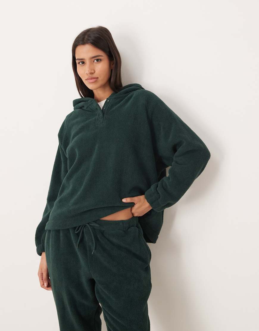 ASOS DESIGN - Oversize-Kapuzenpullover aus Mikrofleece in Khaki-Grün von ASOS DESIGN