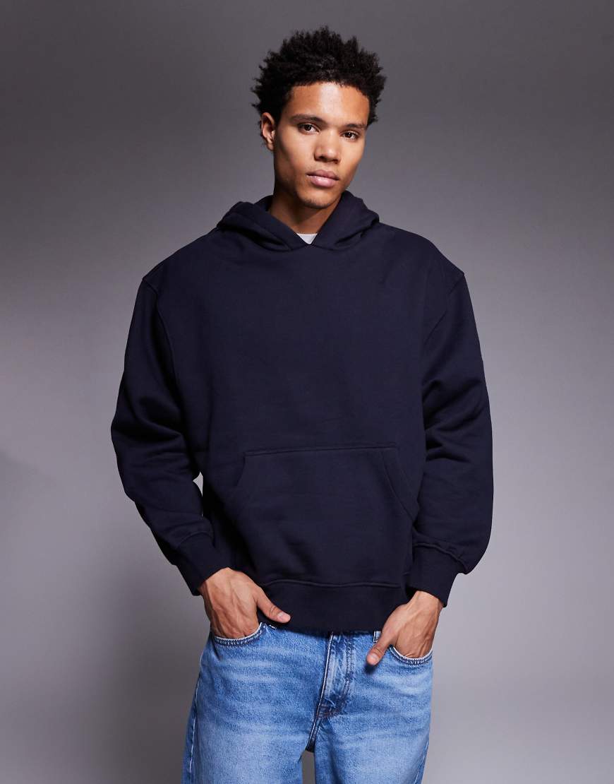 ASOS DESIGN - Oversize-Kapuzenpullover aus hochwertigem, 400 g/m² schwerem Stoff in Marineblau von ASOS DESIGN