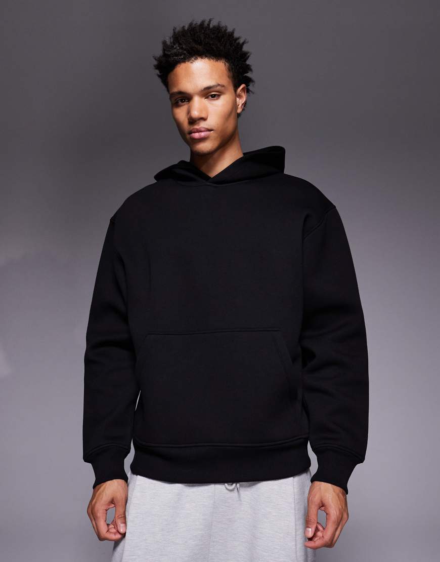 ASOS DESIGN - Oversize-Kapuzenpullover aus schwerem, neoprenartigem Material in Schwarz von ASOS DESIGN