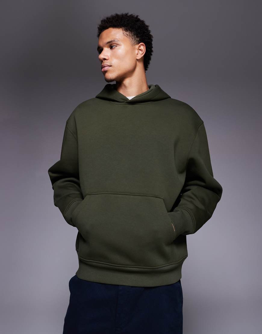 ASOS DESIGN - Oversize-Kapuzenpullover aus schwerem neoprenartigem Stoff in Grün von ASOS DESIGN