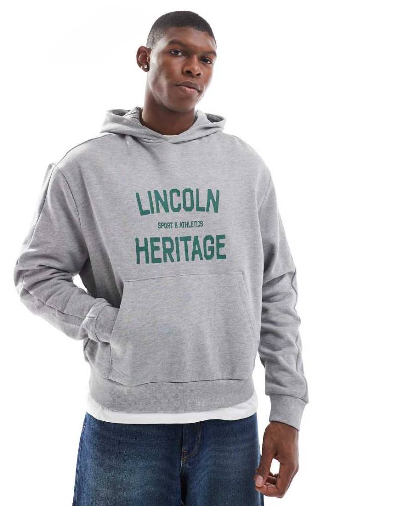 ASOS DESIGN - Oversize-Kapuzenpullover in Grau meliert mit College-Print von ASOS DESIGN