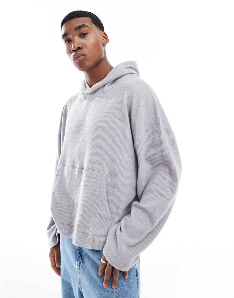 ASOS DESIGN - Oversize-Kapuzenpullover in Grau meliert von ASOS DESIGN