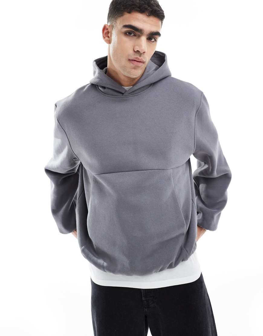 ASOS DESIGN - Oversize-Kapuzenpullover in Grau mit Ballonsaum ASOS DESIGN - Oversize-Kapuzenpullover in Grau mit Ballonsaum von ASOS DESIGN