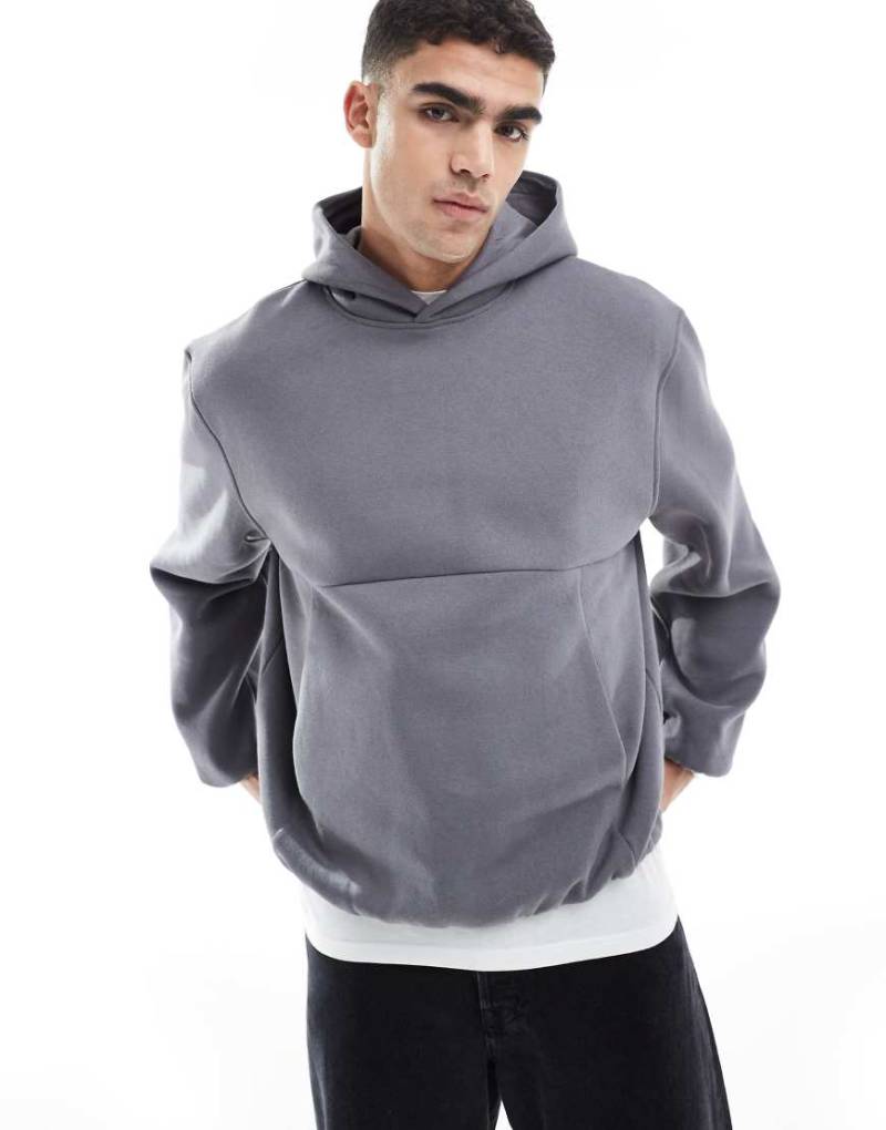 ASOS DESIGN - Oversize-Kapuzenpullover in Grau mit Ballonsaum von ASOS DESIGN