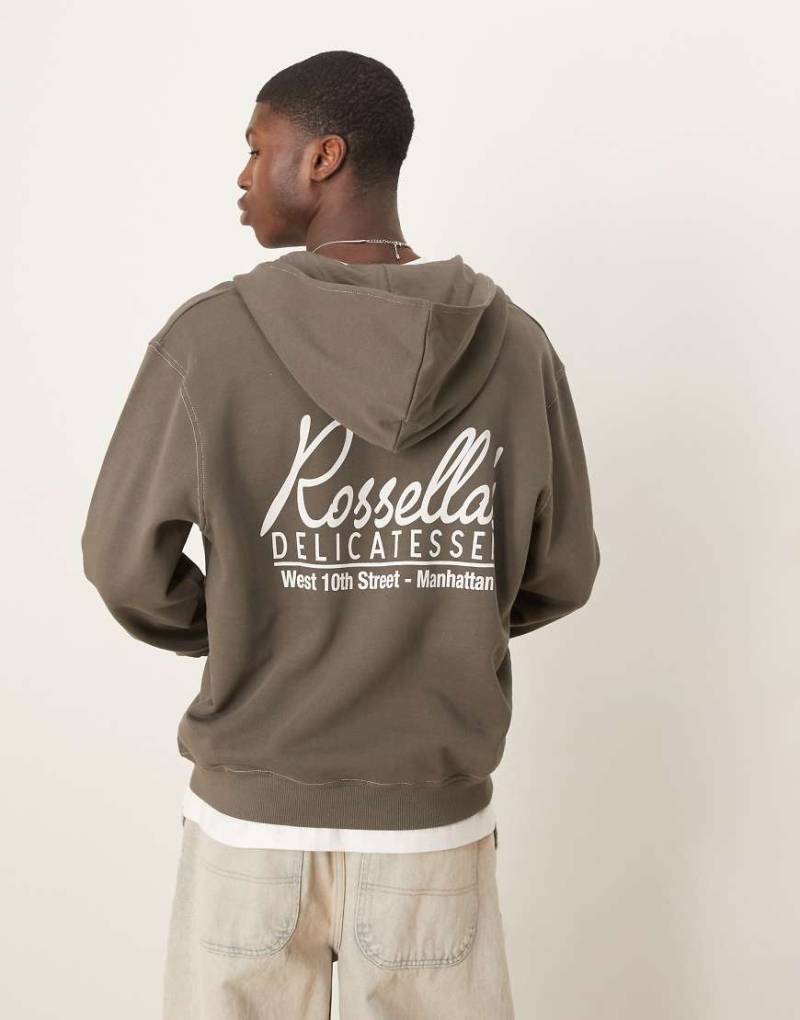 ASOS DESIGN - Oversize-Kapuzenpullover in Khaki mit Schriftzug am Rücken-Grün von ASOS DESIGN