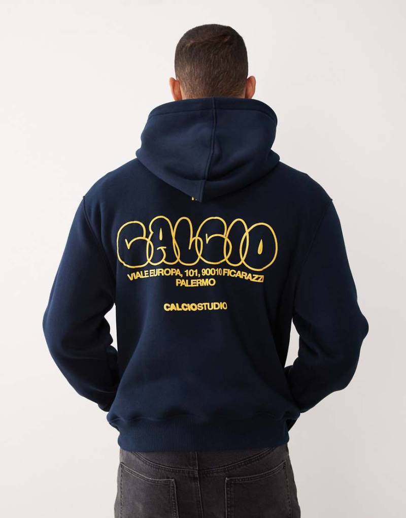 ASOS DESIGN - Oversize-Kapuzenpullover in Marineblau mit Bubble-Print von ASOS DESIGN