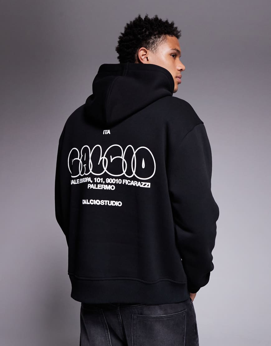 ASOS DESIGN - Oversize-Kapuzenpullover in Schwarz mit Bubble-Print von ASOS DESIGN