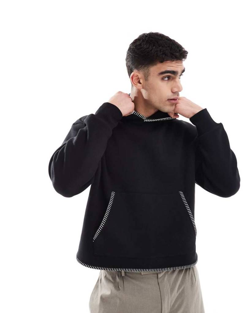 ASOS DESIGN - Oversize-Kapuzenpullover in Schwarz mit Nahtdetail von ASOS DESIGN