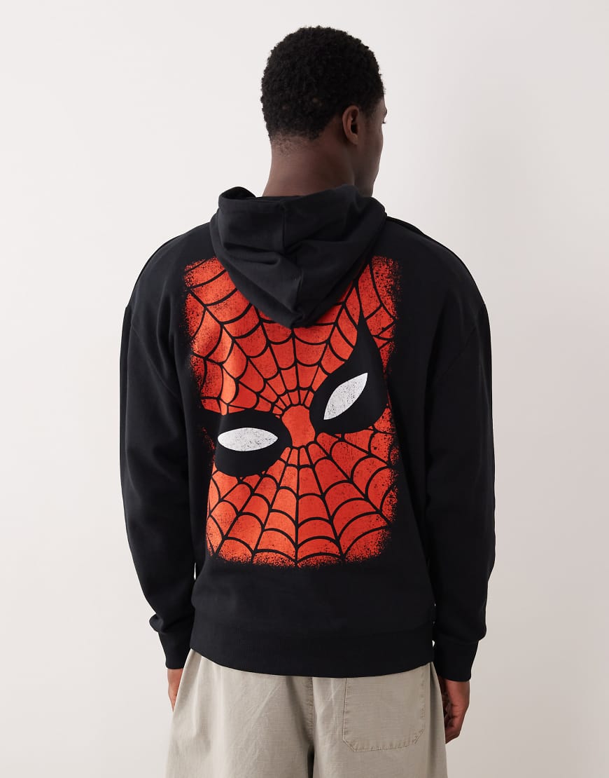ASOS DESIGN - Oversize-Kapuzenpullover in Schwarz mit Spiderman-Print von ASOS DESIGN