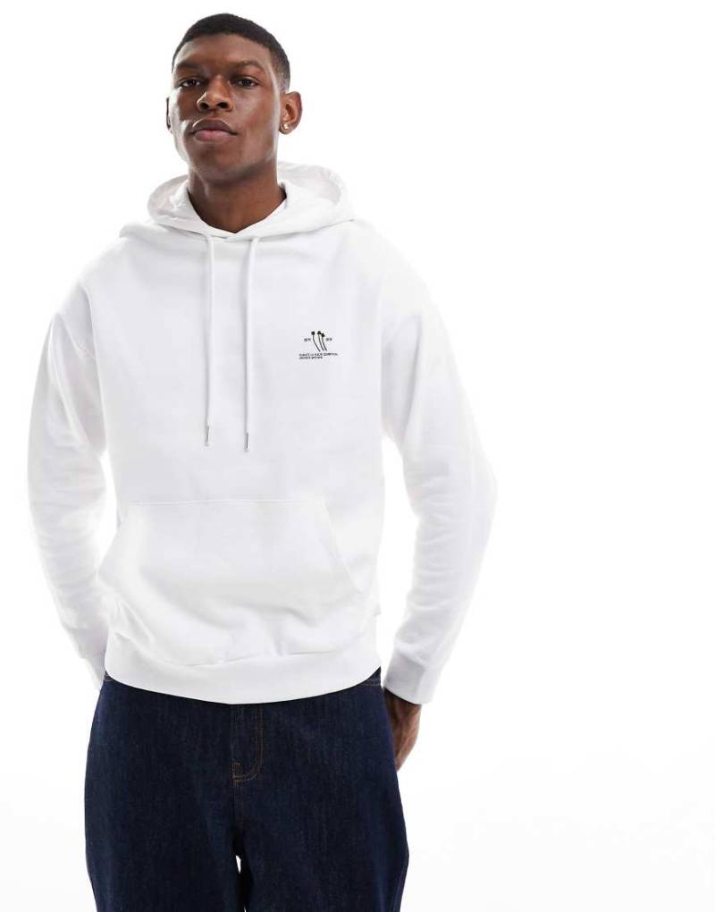 ASOS DESIGN - Oversize-Kapuzenpullover in Weiß mit Print von ASOS DESIGN