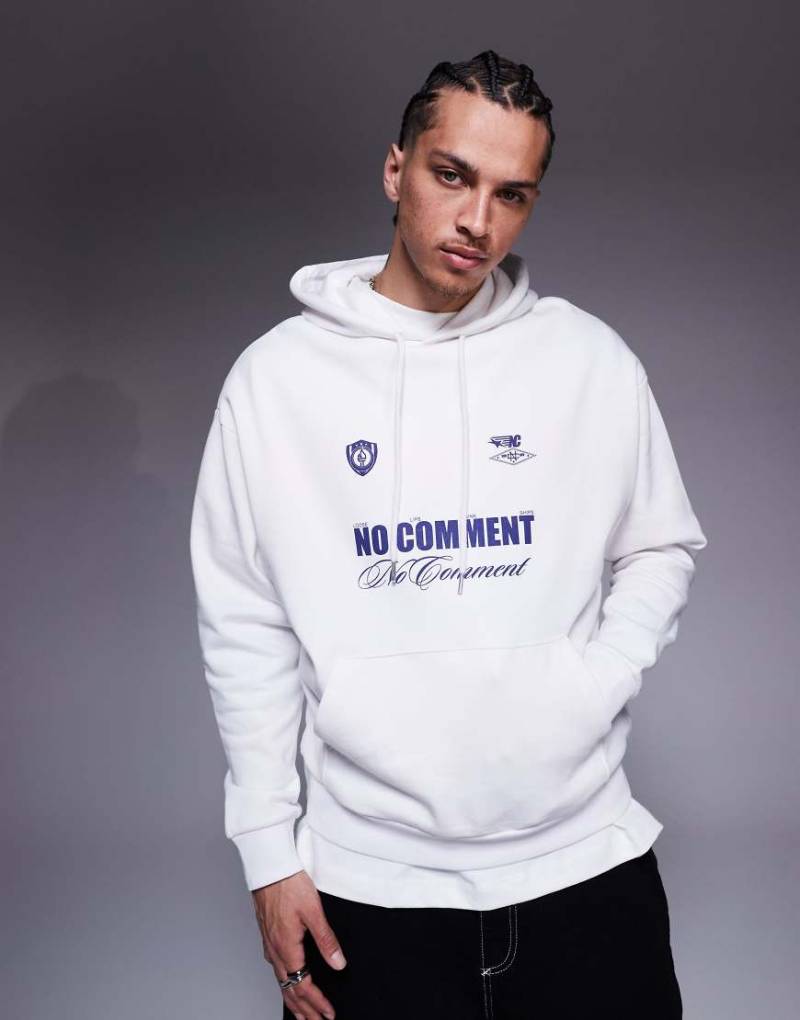 ASOS DESIGN - Oversize-Kapuzenpullover in Weiß mit Prints von ASOS DESIGN