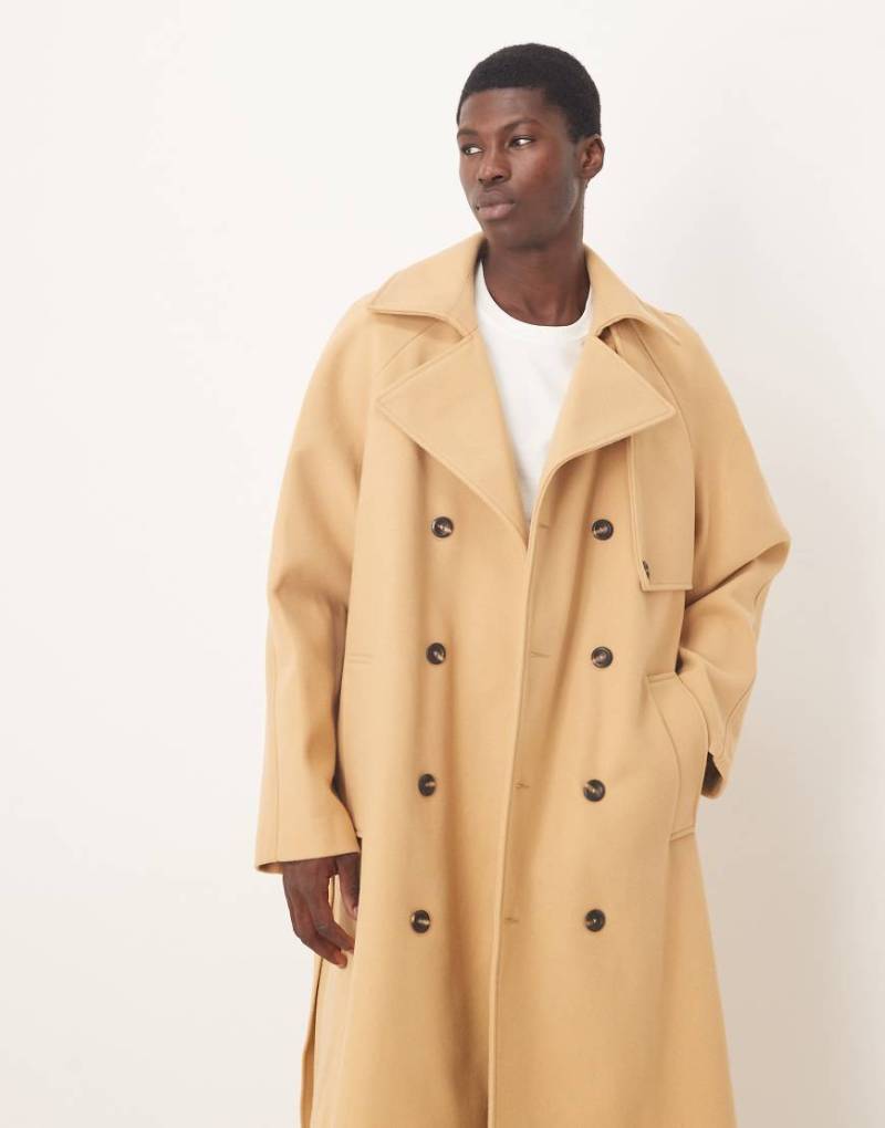 ASOS DESIGN - Oversize-Mantel in kamelbrauner Wolloptik-Neutral von ASOS DESIGN