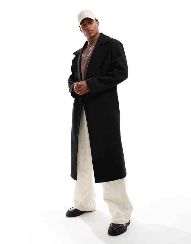 ASOS DESIGN - Oversize-Mantel in schwarzer Woll-Optik von ASOS DESIGN