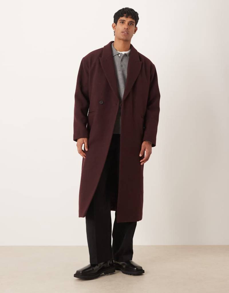 ASOS DESIGN - Oversize-Mantel mit Longline-Schnitt aus Wollmix in Burgunderrot von ASOS DESIGN