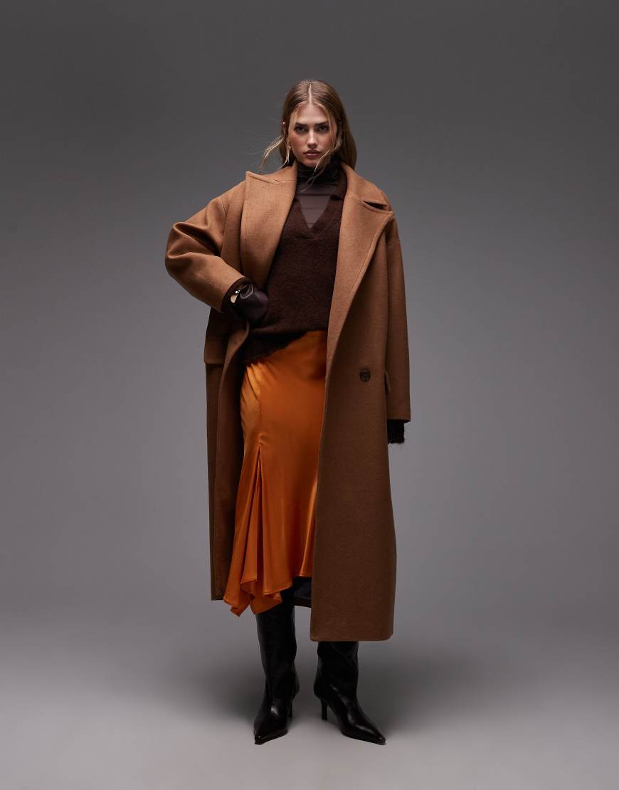 ASOS DESIGN - Oversize-Maximantel aus Wollmix in Kamelbraun mit Kokonärmeln-Neutral von ASOS DESIGN