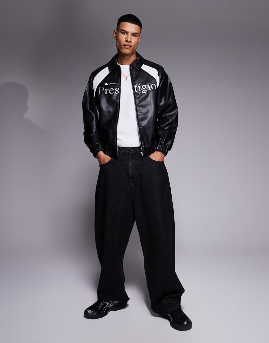 ASOS DESIGN - Oversize-Motocross-Jacke aus Kunstleder in Schwarz ASOS DESIGN - Oversize-Motocross-Jacke aus Kunstleder in Schwarz von ASOS DESIGN