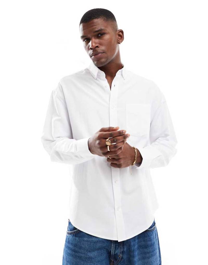 ASOS DESIGN - Oversize-Oxford-Hemd im Stil der 90er in Weiß von ASOS DESIGN