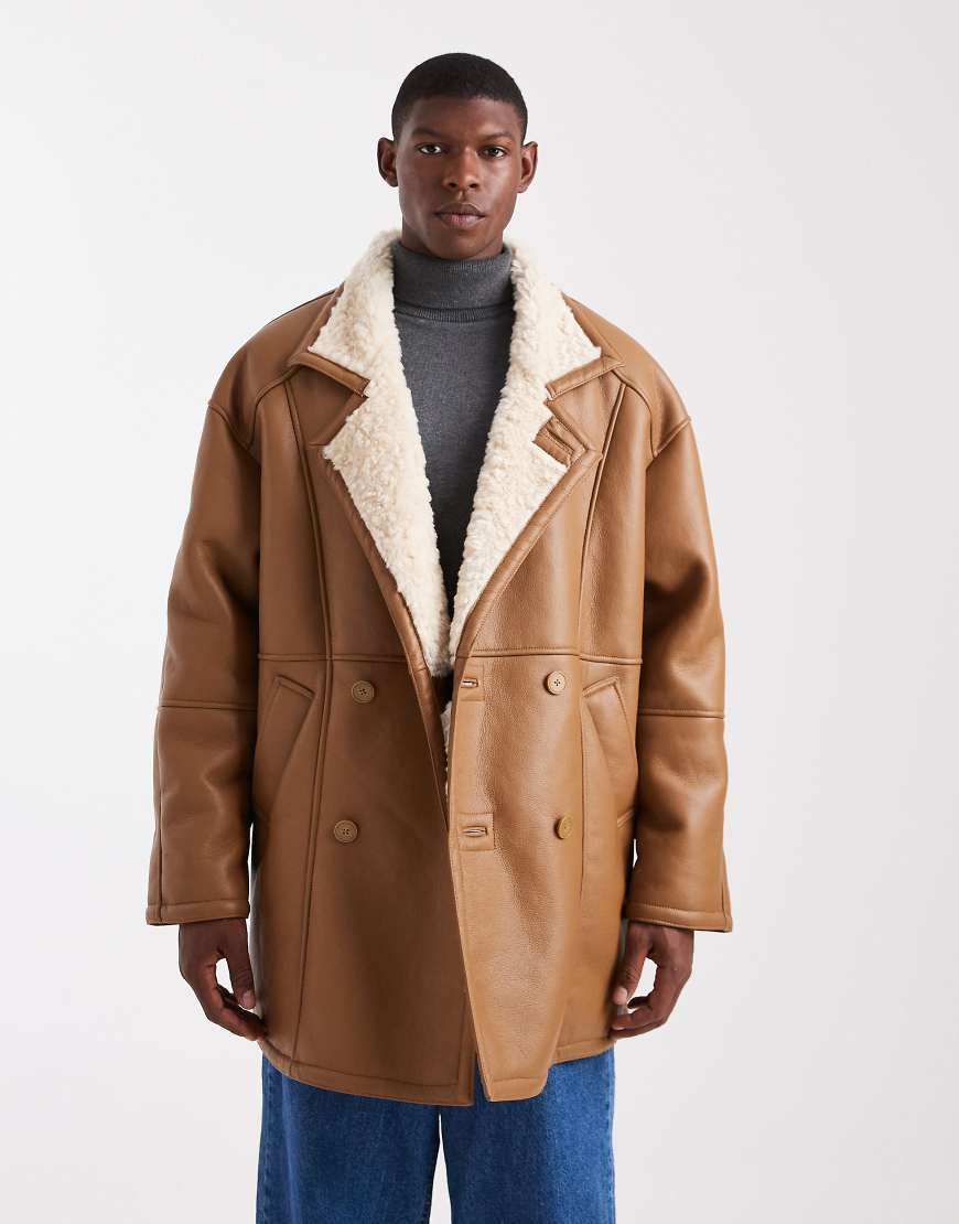 ASOS DESIGN - Oversize-Pilotenjacke in Braun-Neutral von ASOS DESIGN