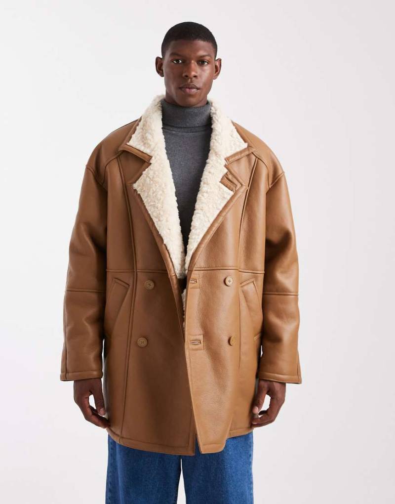 ASOS DESIGN - Oversize-Pilotenjacke in Braun-Neutral von ASOS DESIGN
