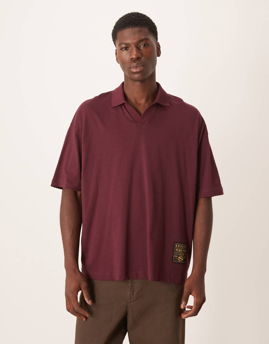 ASOS DESIGN - Oversize-Polohemd in Braun mit Reverskragen und Webetikett-Brown ASOS DESIGN - Oversize-Polohemd in Braun mit Reverskragen und Webetikett-Brown von ASOS DESIGN