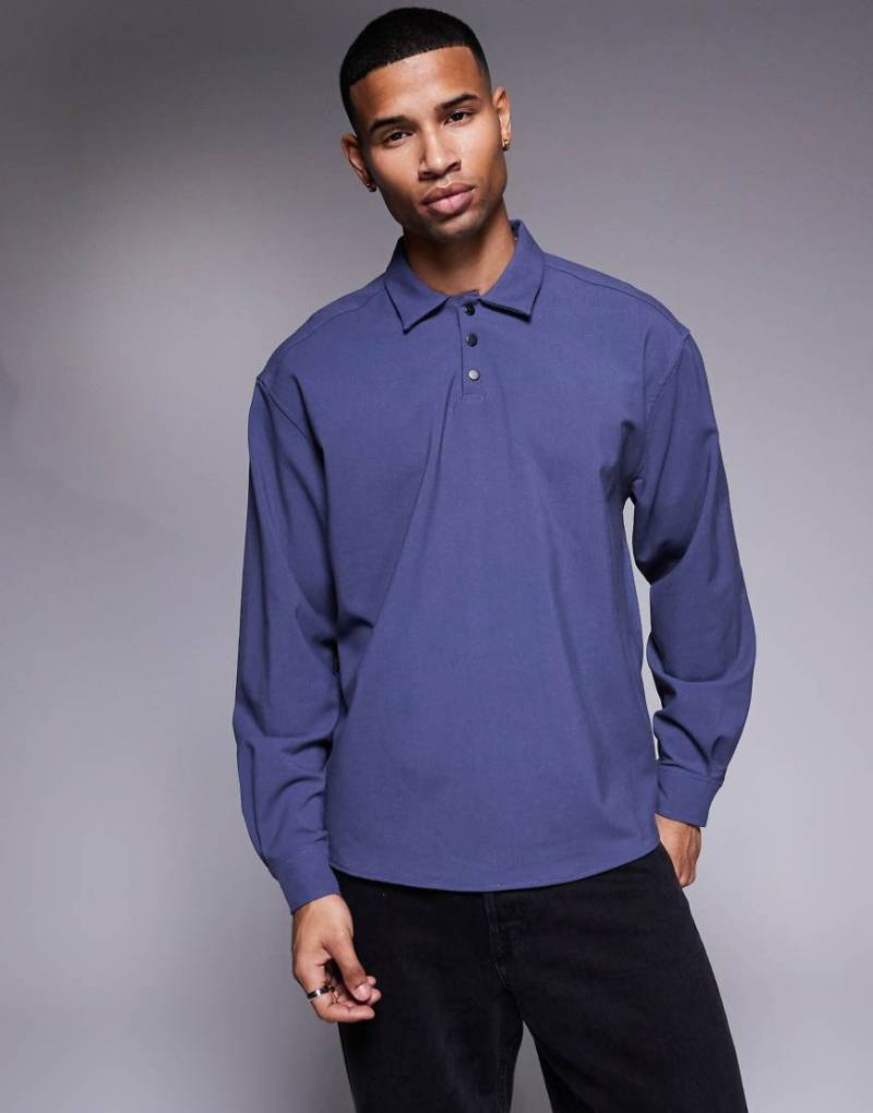 ASOS DESIGN - Oversize-Polohemd zum Überziehen in Grau von ASOS DESIGN
