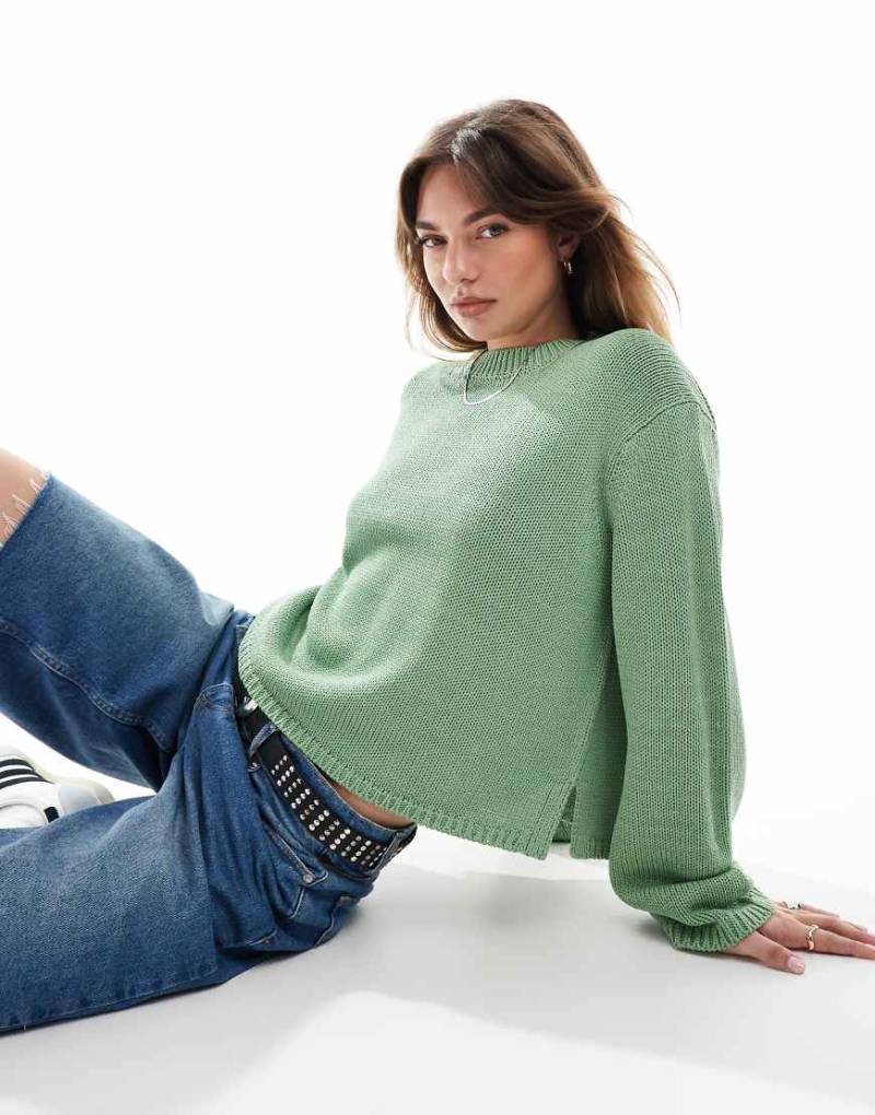 ASOS DESIGN - Oversize-Pullover aus Flammengarn in Grün mit Rundhalsausschnitt von ASOS DESIGN