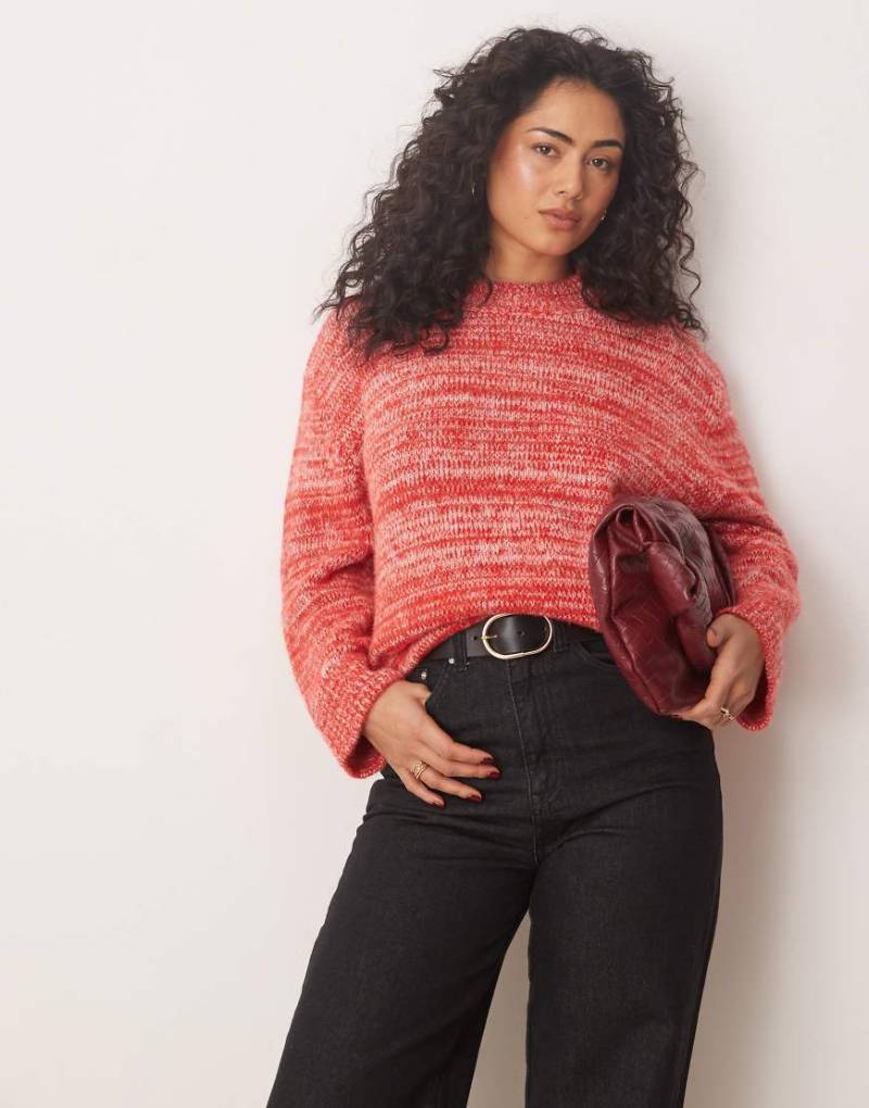 ASOS DESIGN - Oversize-Pullover aus Strick in Rot meliert von ASOS DESIGN