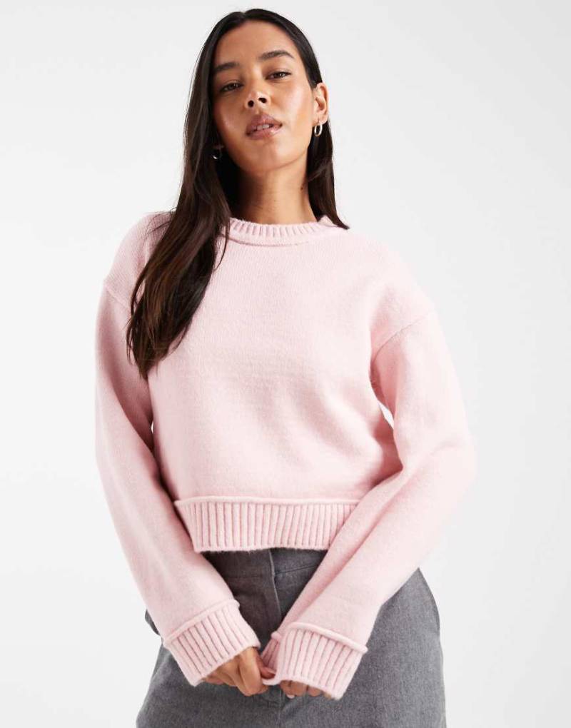 ASOS DESIGN - Oversize-Pullover aus Strick mit breit gerippten Details-Rosa von ASOS DESIGN