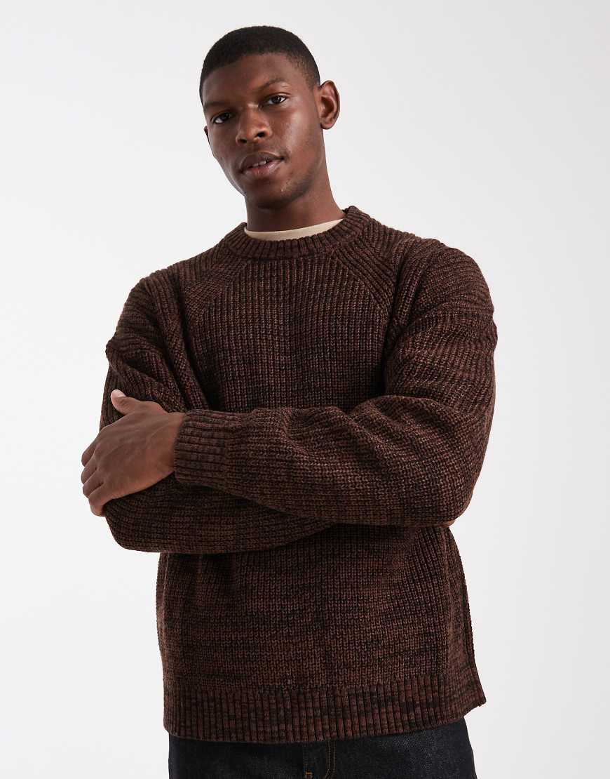 ASOS DESIGN - Oversize-Pullover aus Strukturstrick in meliertem Braun-Bunt von ASOS DESIGN