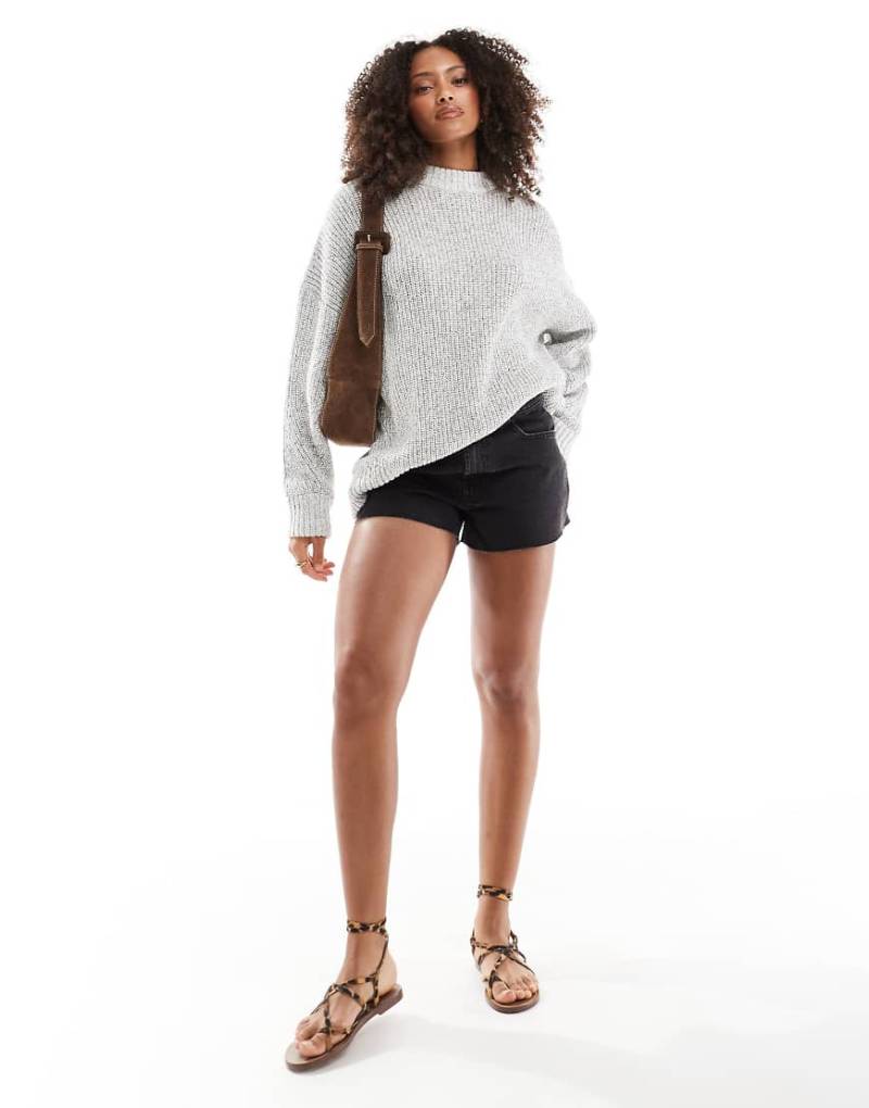 ASOS DESIGN - Oversize-Pullover aus gezwirntem Garn in Schwarz-Weiß mit Rundhalsausschnitt-Bunt von ASOS DESIGN